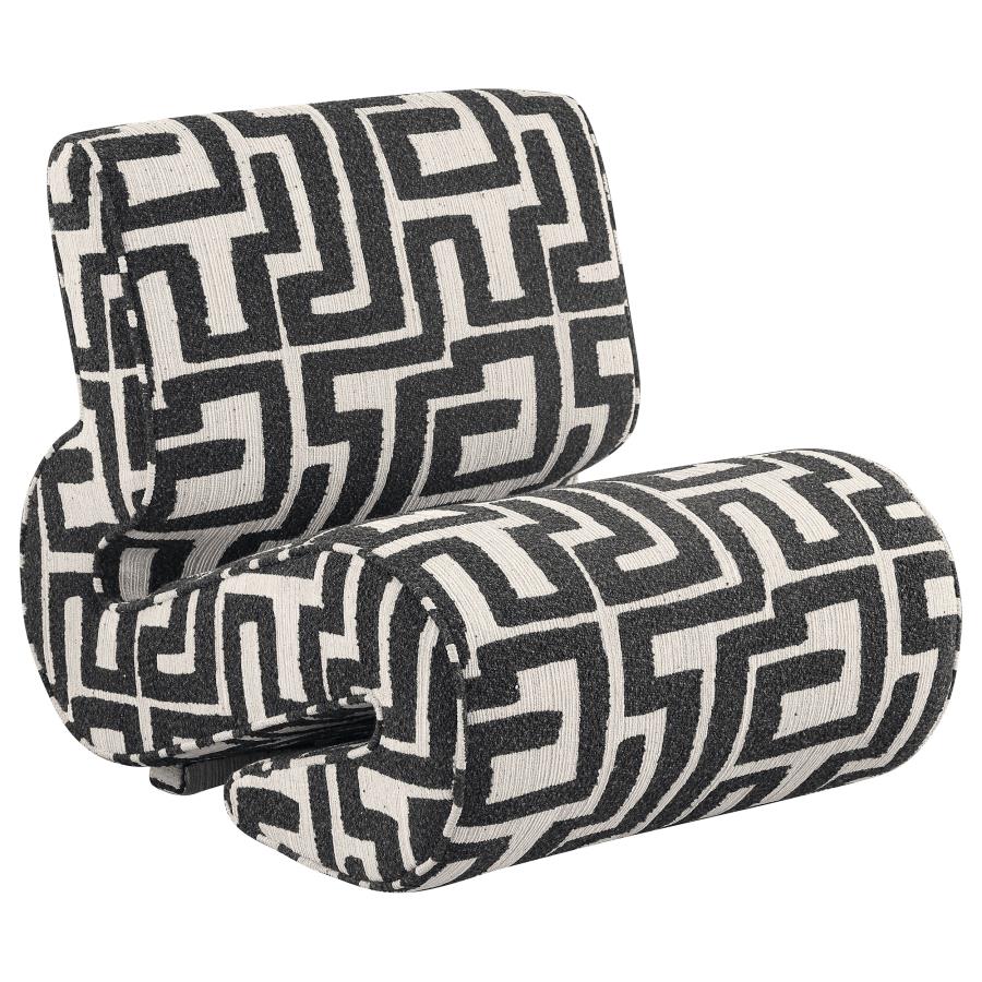 Eimer Geometric Jacquard Accent Chair Black