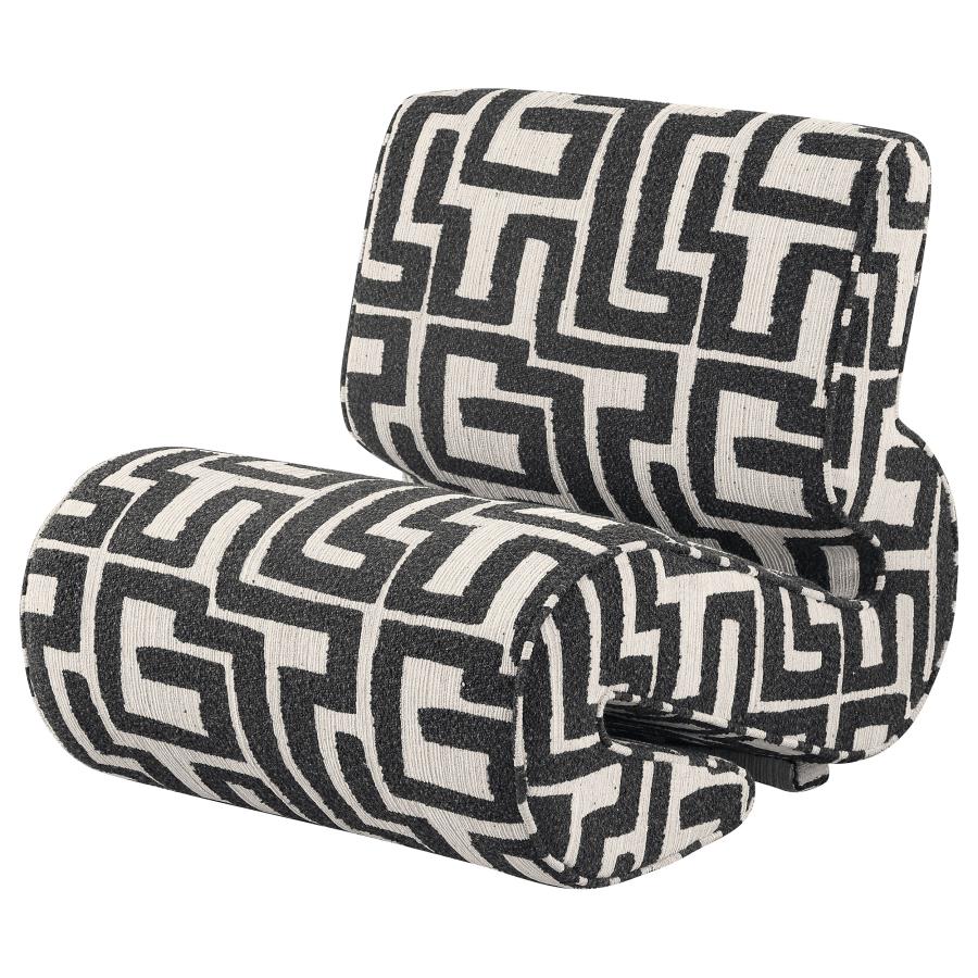 Eimer Geometric Jacquard Accent Chair Black