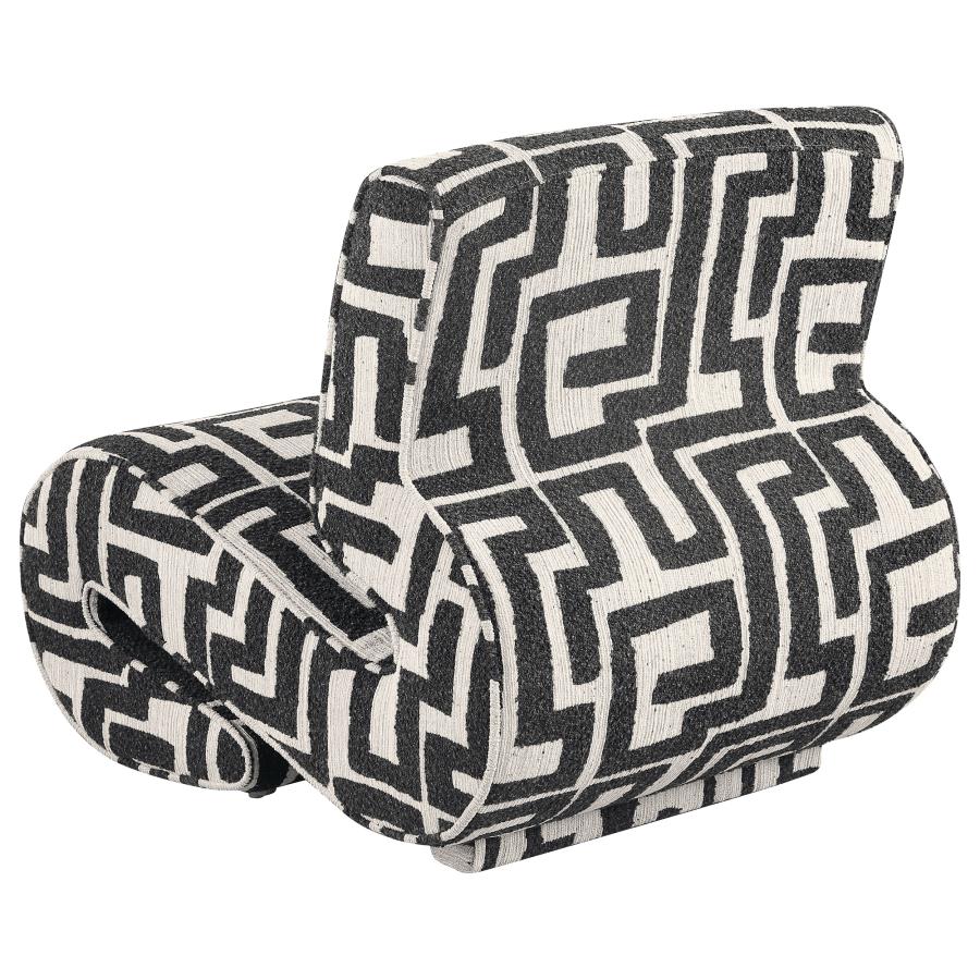 Eimer Geometric Jacquard Accent Chair Black