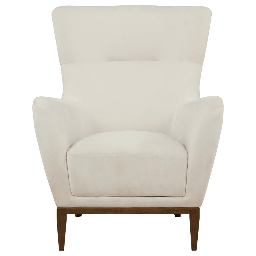 Catala Upholstered High Back Accent Chair Ivory and Coffee