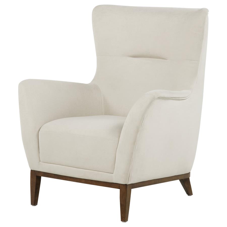Catala Upholstered High Back Accent Chair Ivory and Coffee