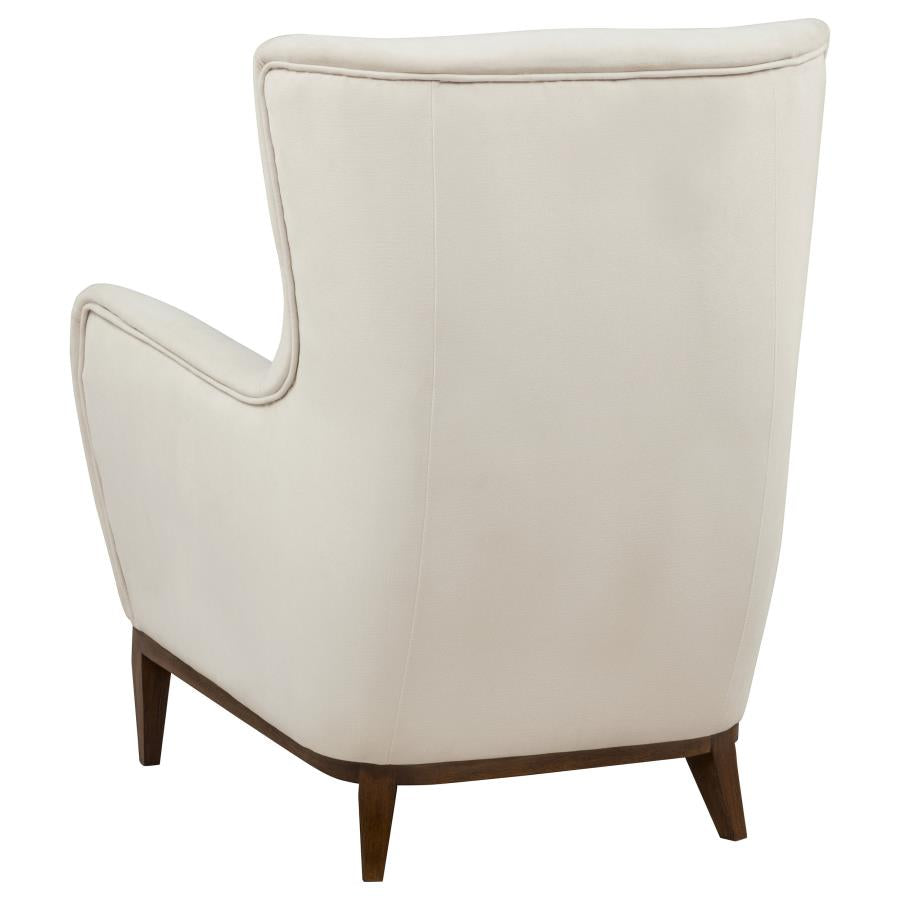 Catala Upholstered High Back Accent Chair Ivory and Coffee
