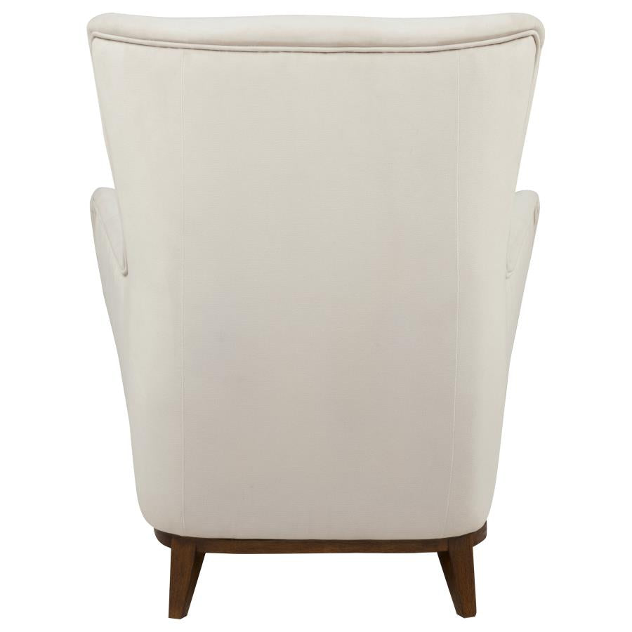 Catala Upholstered High Back Accent Chair Ivory and Coffee