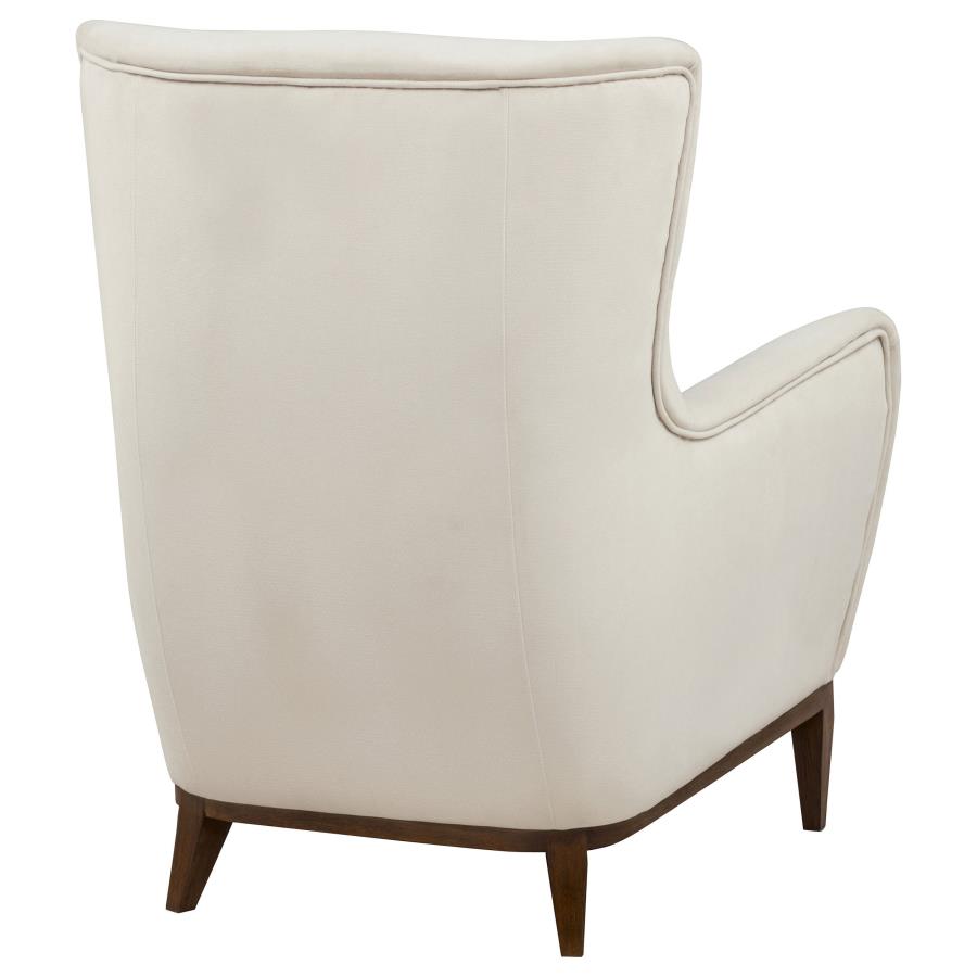 Catala Upholstered High Back Accent Chair Ivory and Coffee
