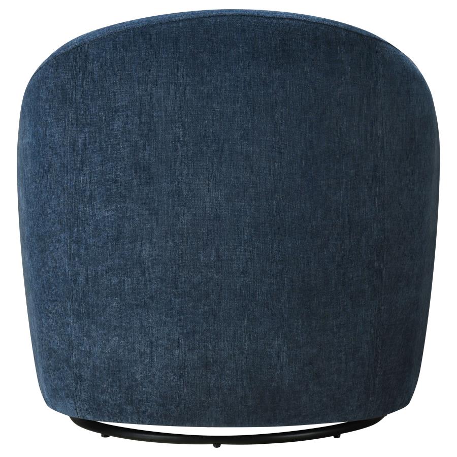 Leon Upholstered Barrel Swivel Accent Chair Navy