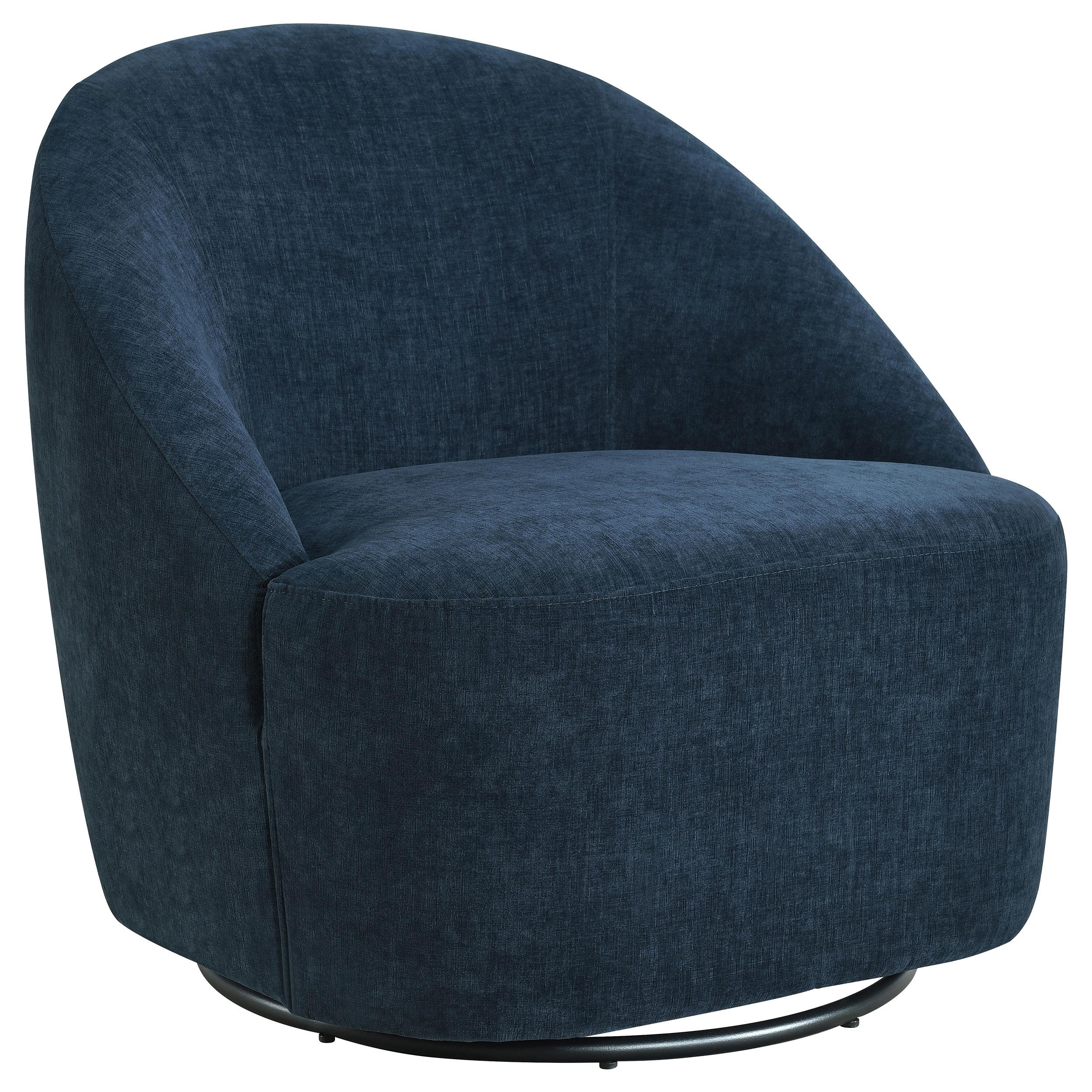 Leon Upholstered Barrel Swivel Accent Chair Navy