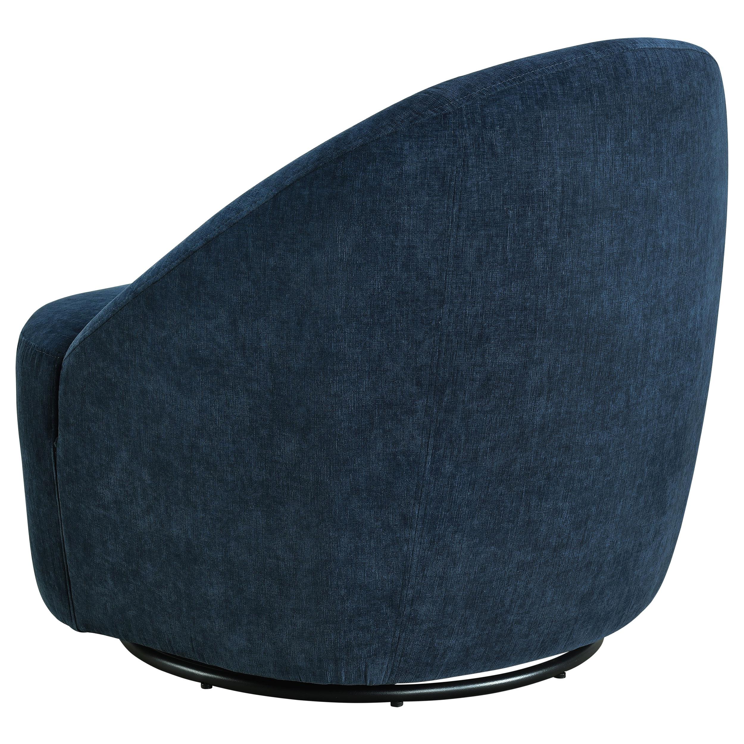 Leon Upholstered Barrel Swivel Accent Chair Navy