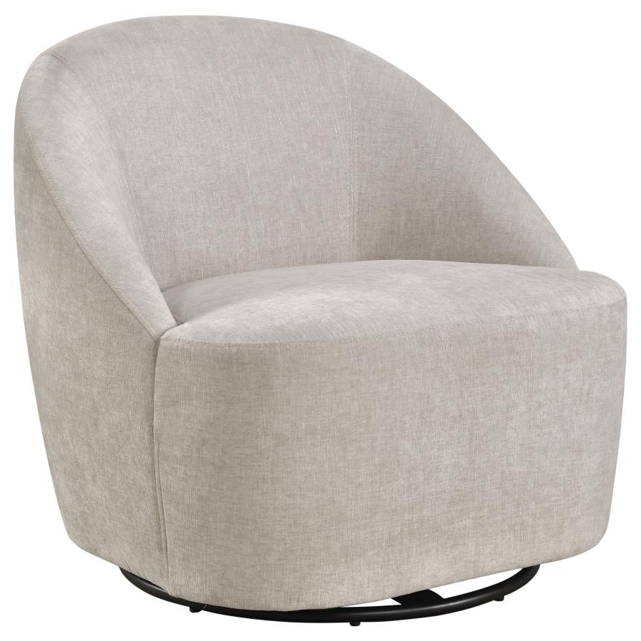 Leon Chenille Upholstered Swivel Accent Chair Greige