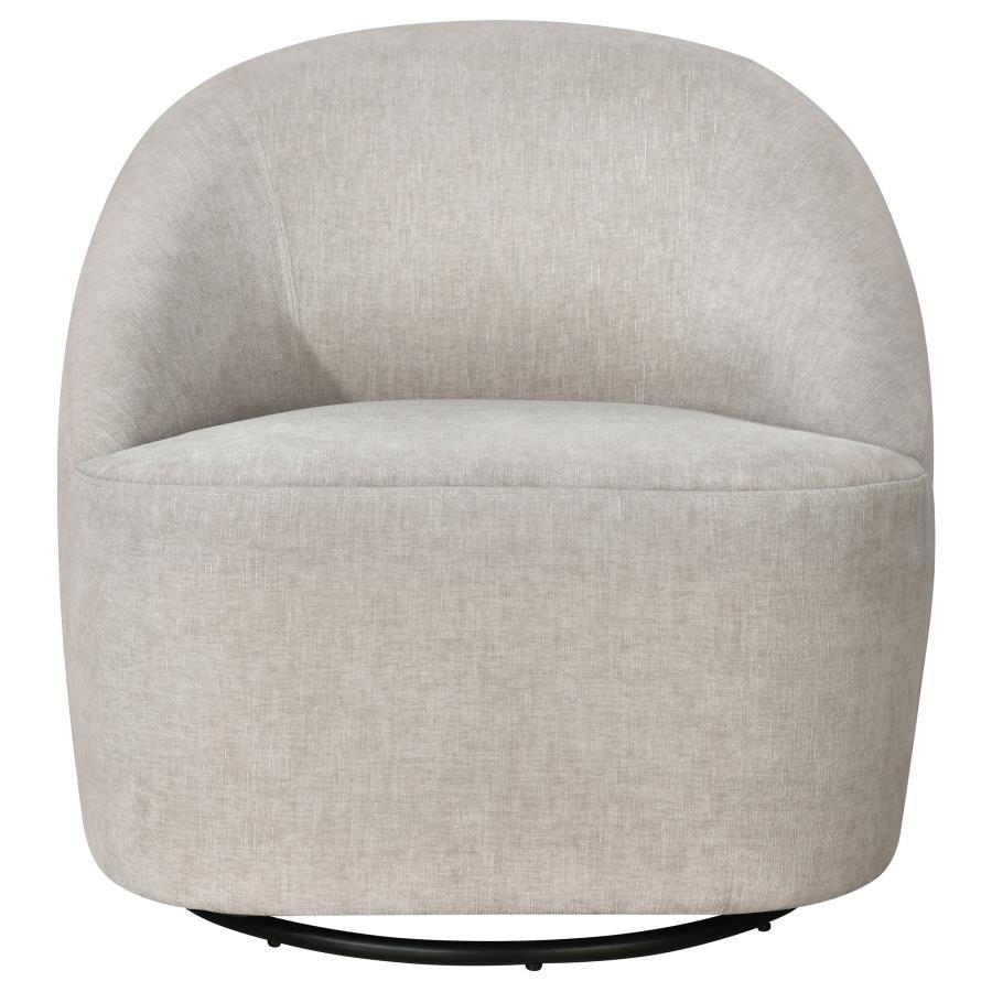 Leon Chenille Upholstered Swivel Accent Chair Greige