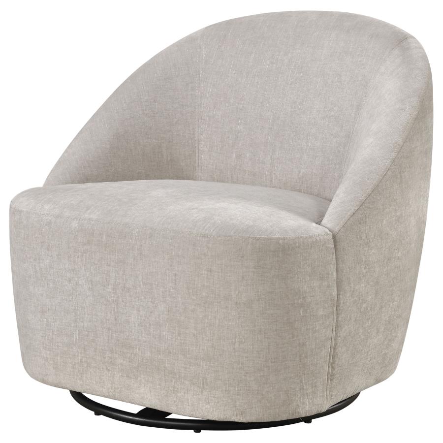 Leon Chenille Upholstered Swivel Accent Chair Greige