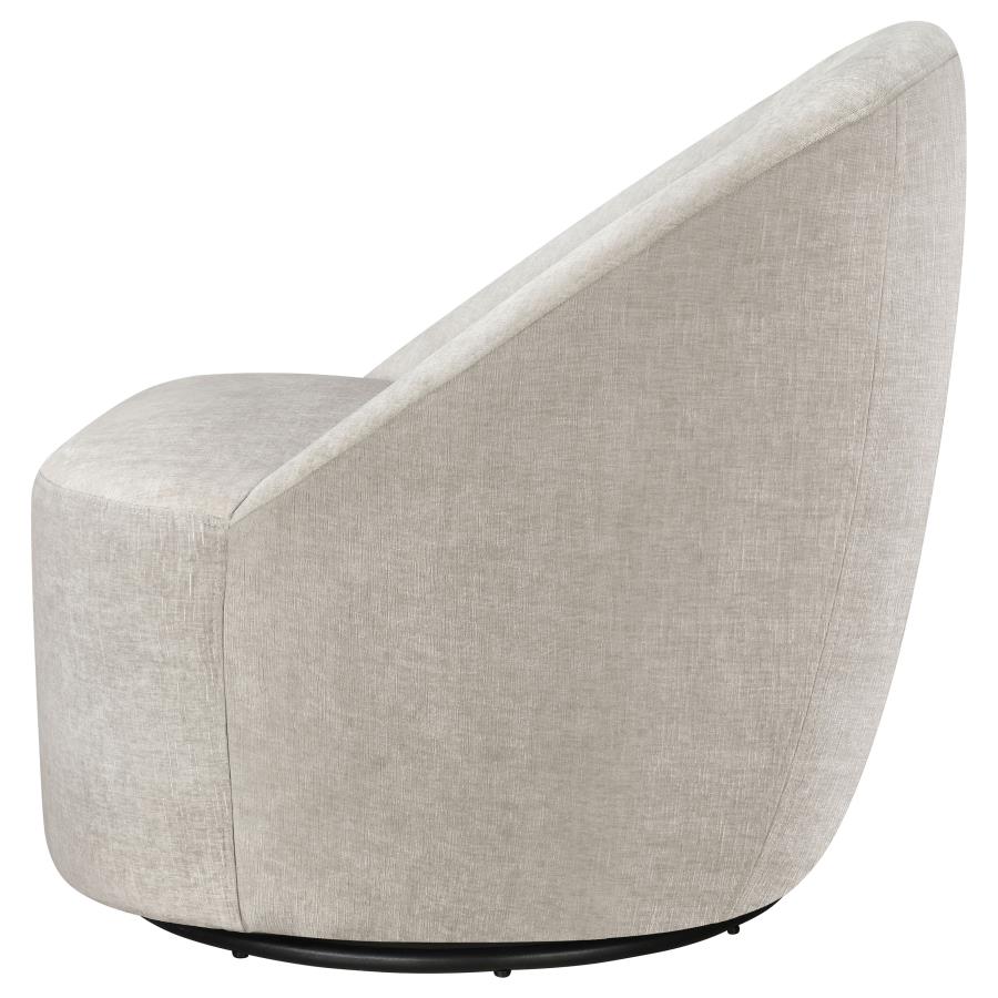 Leon Chenille Upholstered Swivel Accent Chair Greige