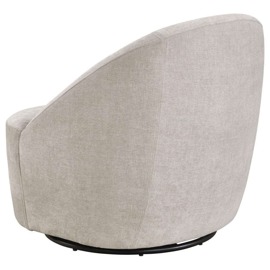 Leon Chenille Upholstered Swivel Accent Chair Greige