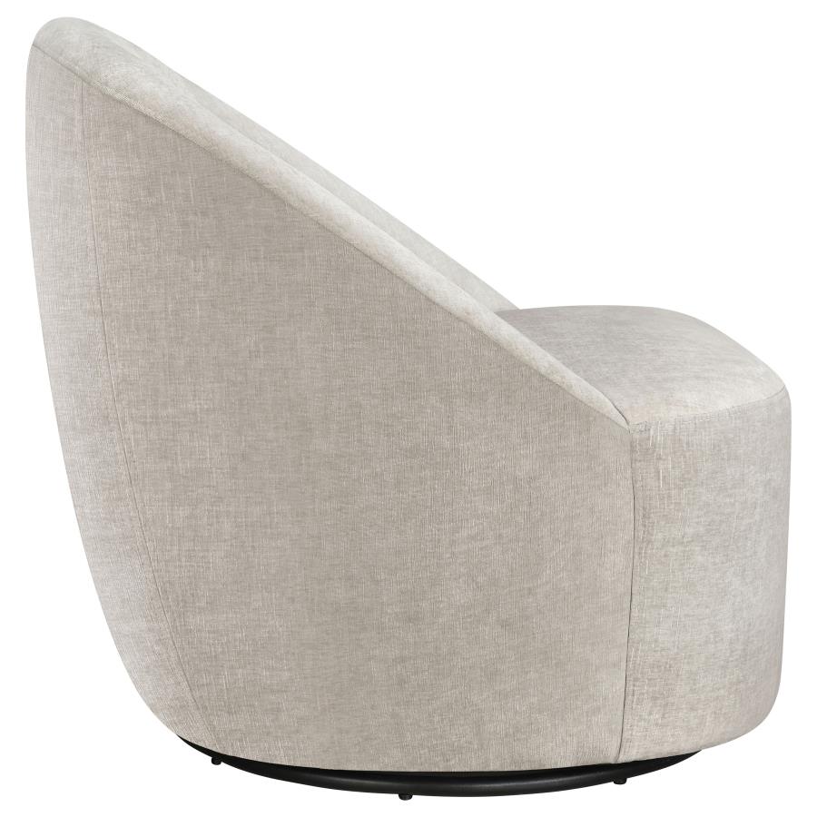 Leon Chenille Upholstered Swivel Accent Chair Greige