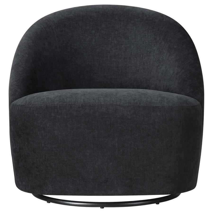Leon Chenille Upholstered Swivel Accent Chair Black