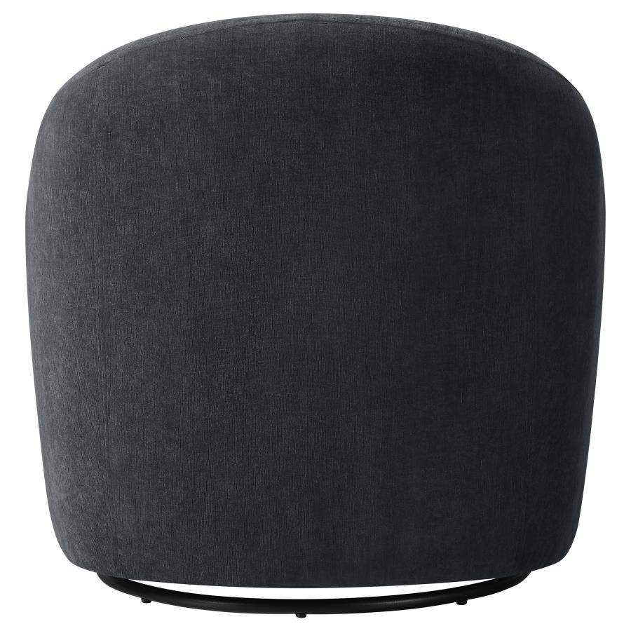 Leon Chenille Upholstered Swivel Accent Chair Black