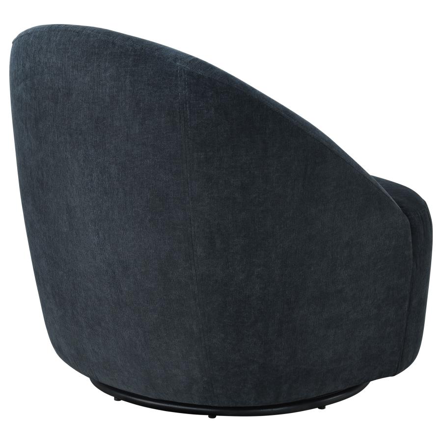 Leon Chenille Upholstered Swivel Accent Chair Black
