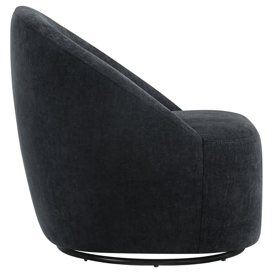 Leon Chenille Upholstered Swivel Accent Chair Black