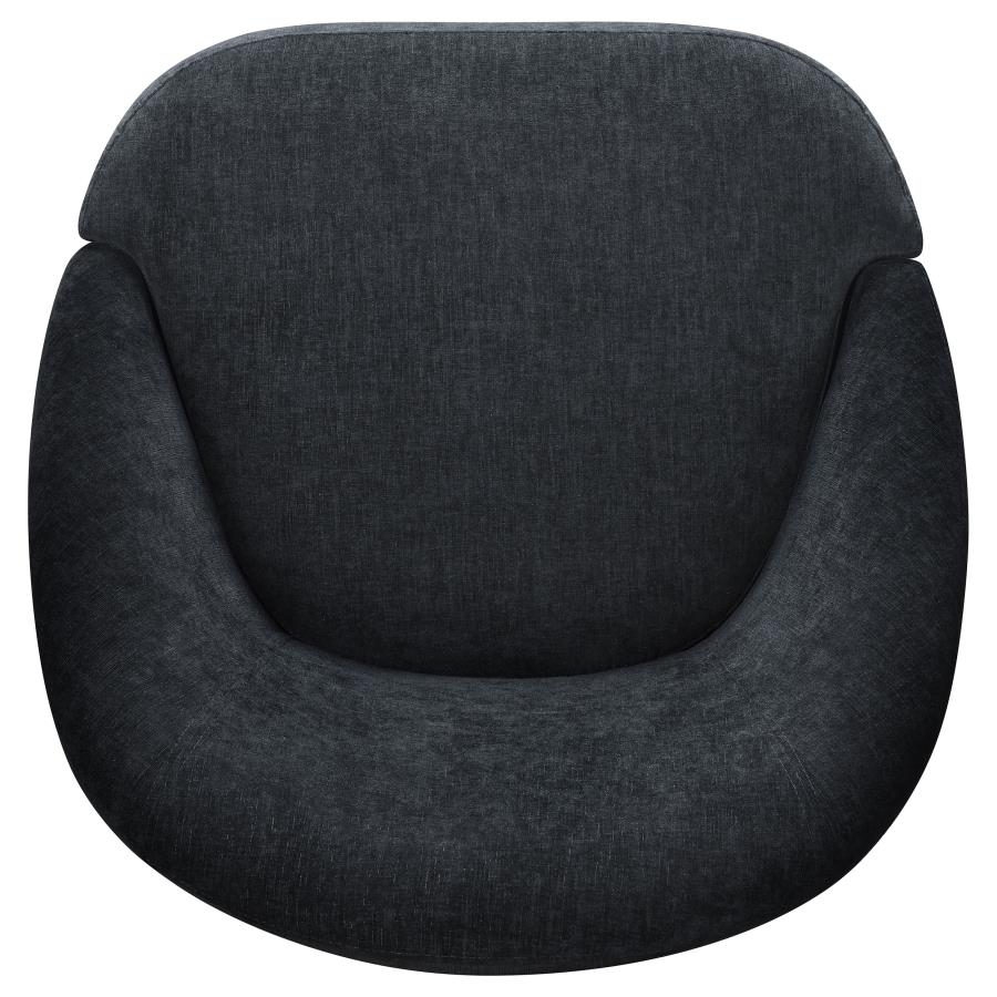 Leon Chenille Upholstered Swivel Accent Chair Black