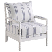 Blanchett Upholstered Bobbin Accent Chair Turned Wood Frame White