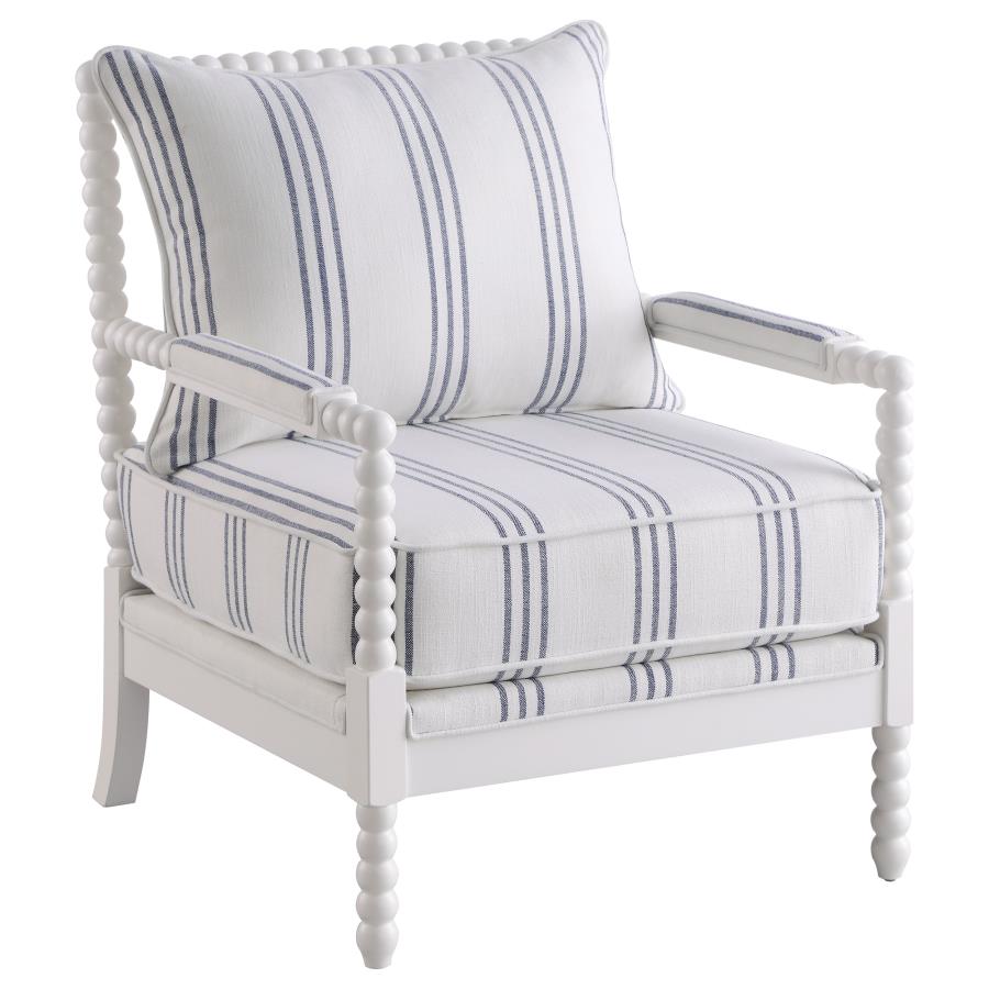Blanchett Upholstered Bobbin Accent Chair Turned Wood Frame White