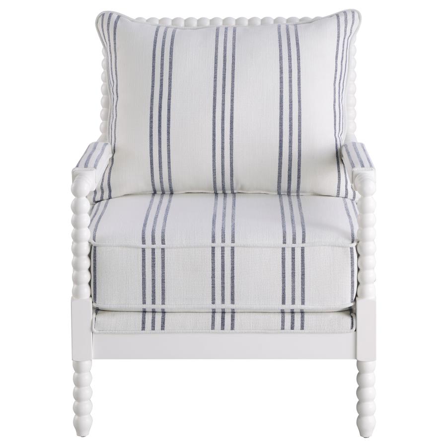 Blanchett Upholstered Bobbin Accent Chair Turned Wood Frame White