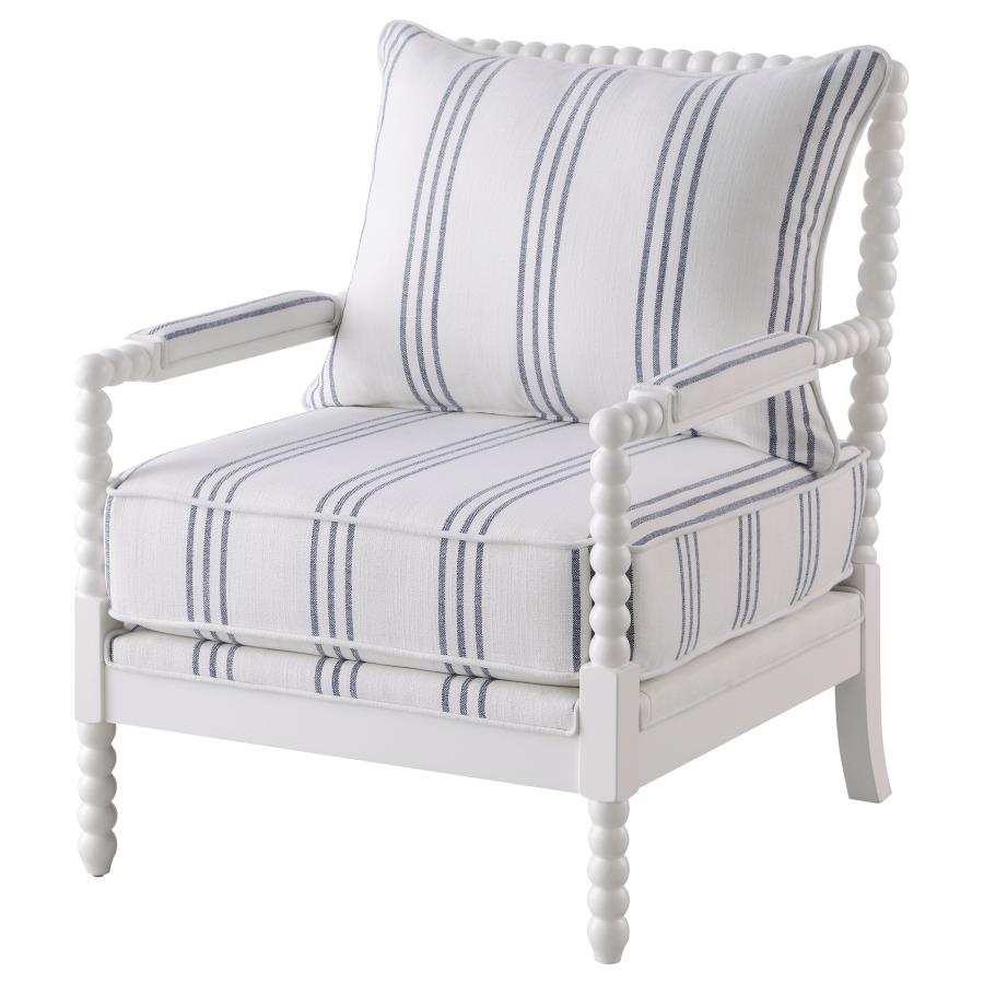 Blanchett Upholstered Bobbin Accent Chair Turned Wood Frame White