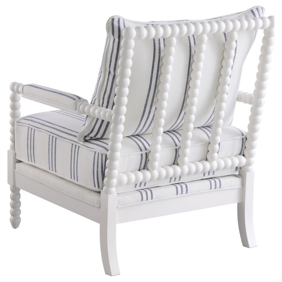 Blanchett Upholstered Bobbin Accent Chair Turned Wood Frame White