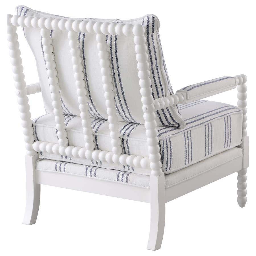 Blanchett Upholstered Bobbin Accent Chair Turned Wood Frame White