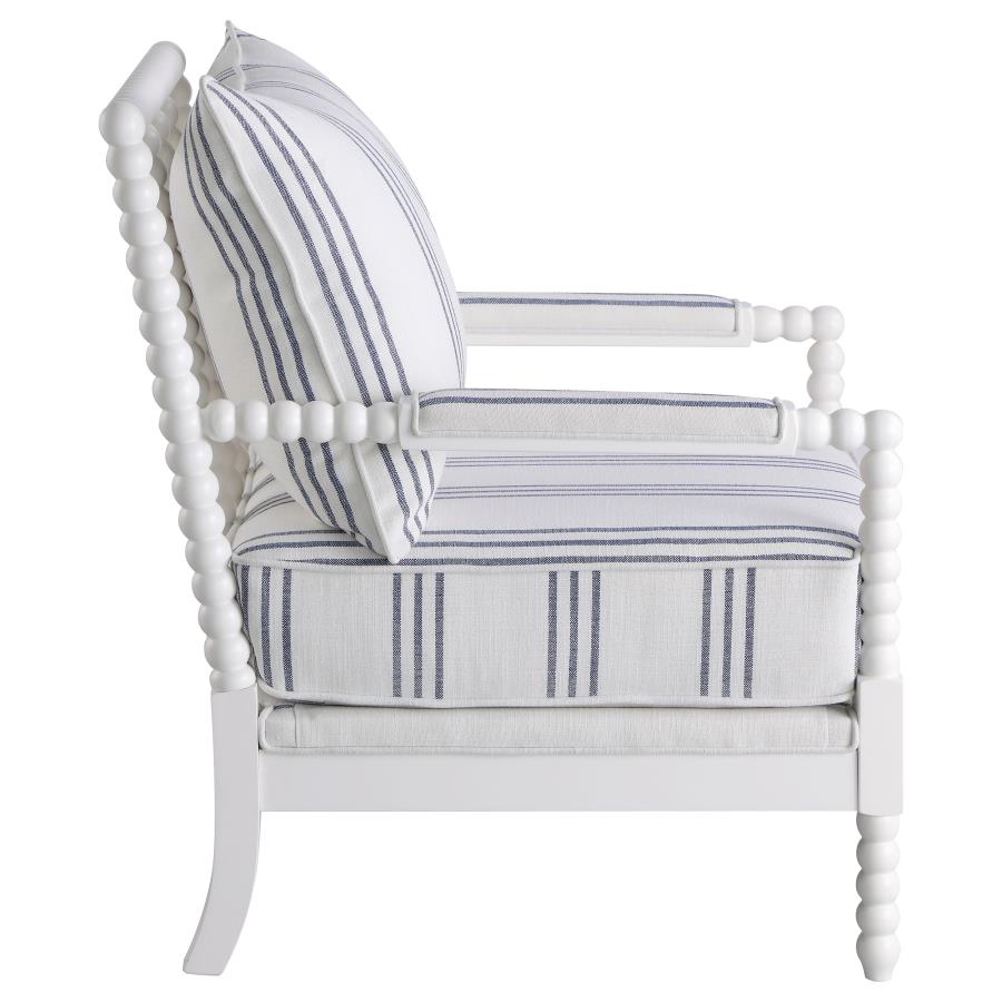 Blanchett Upholstered Bobbin Accent Chair Turned Wood Frame White