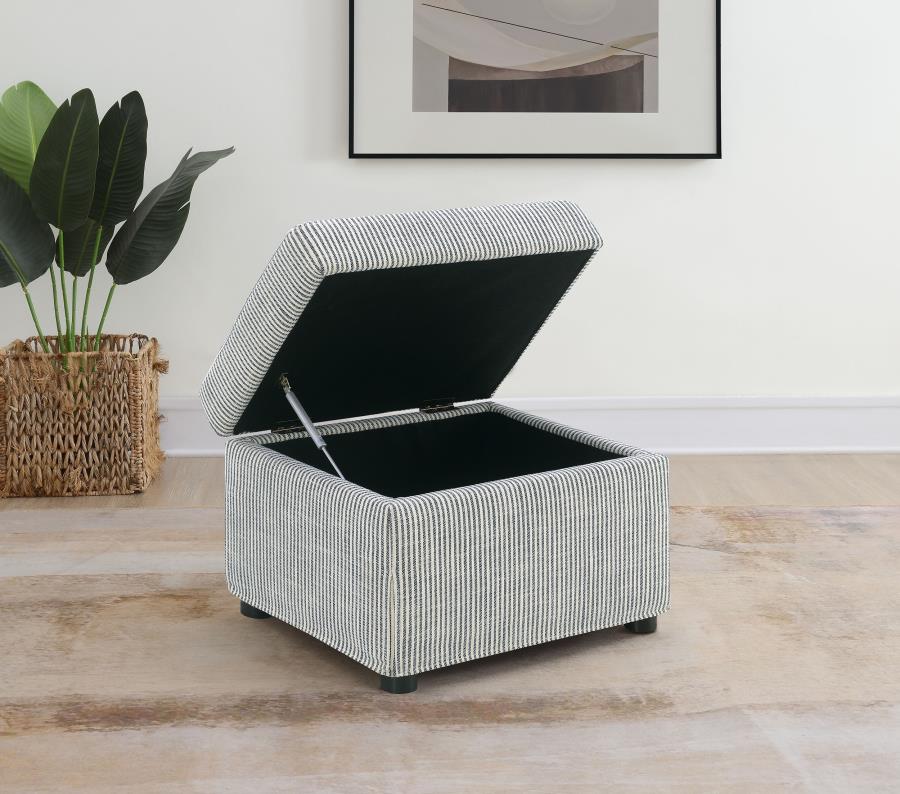 Winter Upholstered Hydraulic Lift Top Storage Ottoman Navy Blue