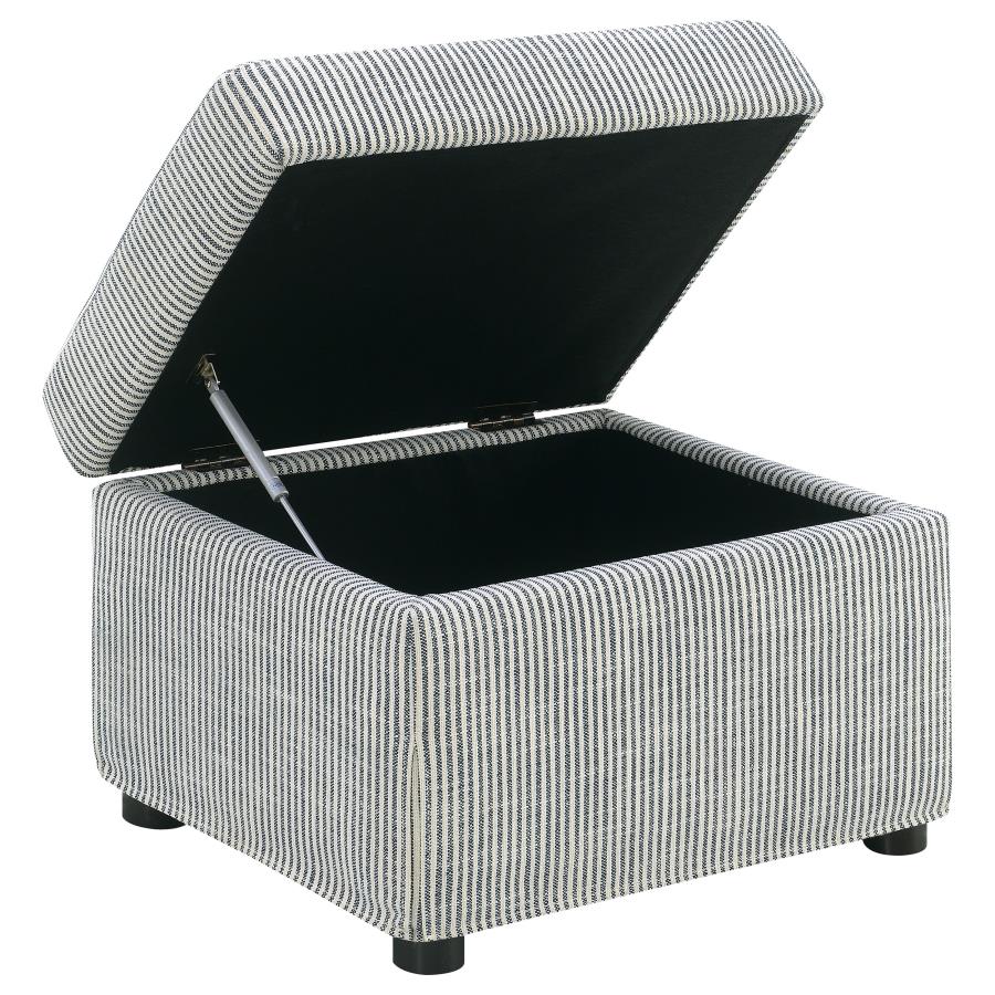 Winter Upholstered Hydraulic Lift Top Storage Ottoman Navy Blue