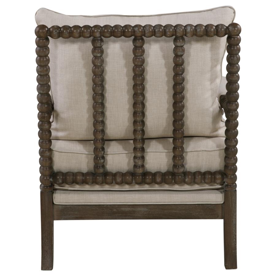 Blanchett Upholstered Bobbin Accent Chair Turned Wood Frame Beige