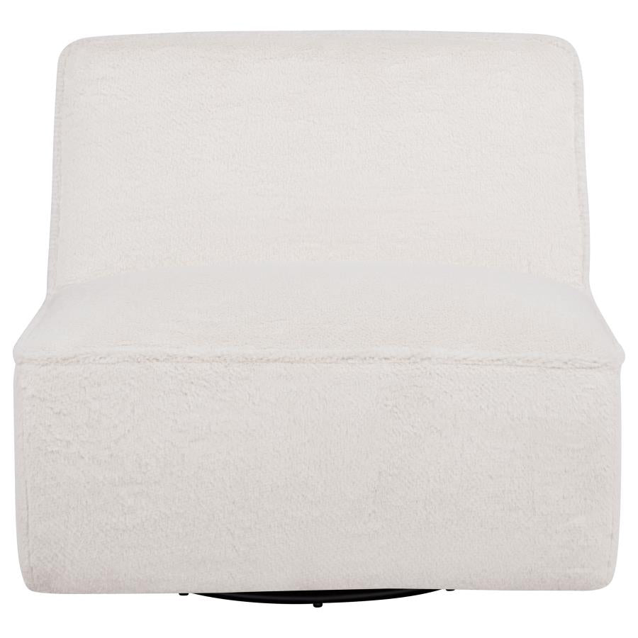 Badoer Faux Fur Swivel Accent Chair Ecru