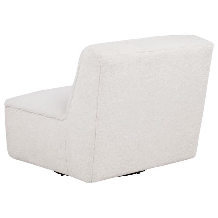 Badoer Faux Fur Swivel Accent Chair Ecru