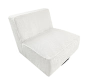 Badoer Faux Fur Swivel Accent Chair Ecru