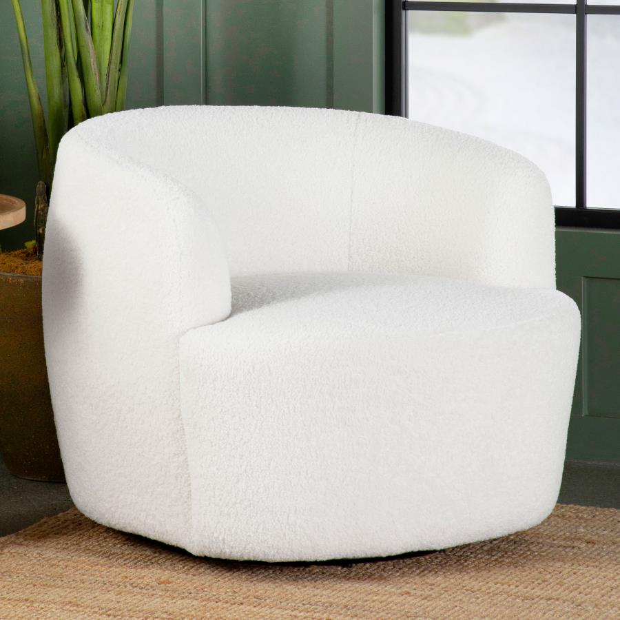 Hudson Sherpa Swivel Accent Chair Natural