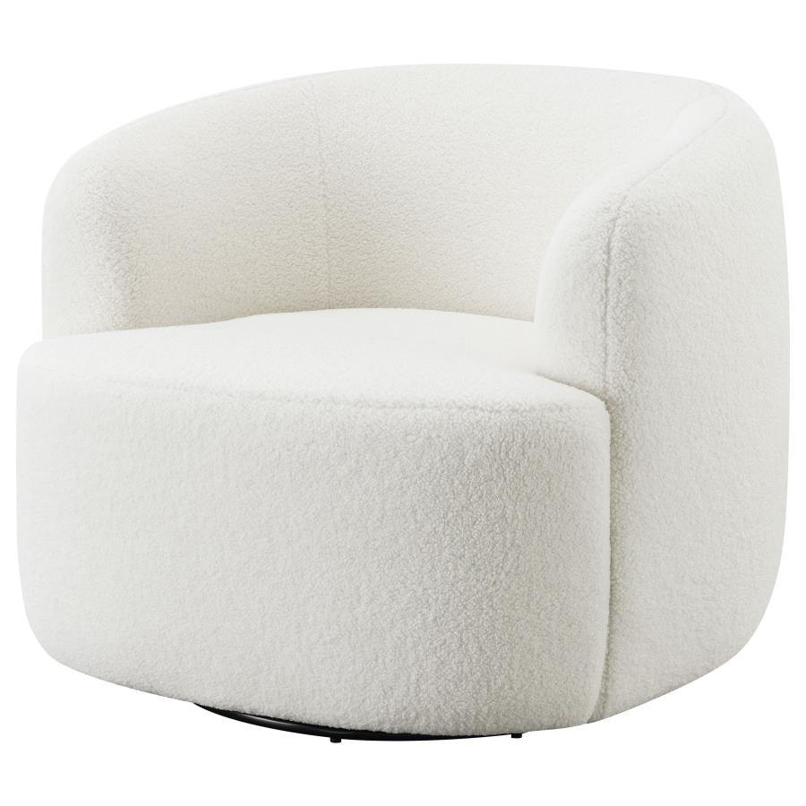 Hudson Sherpa Swivel Accent Chair Ivory