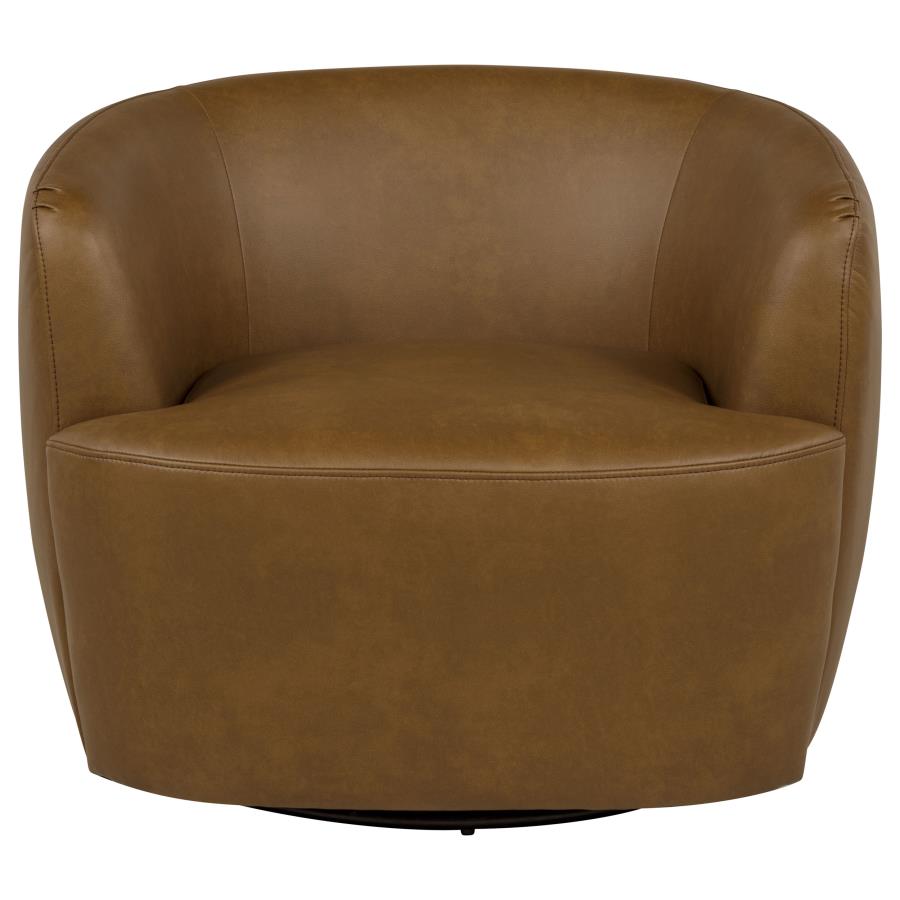 Hudson Faux Leather Swivel Accent Chair Cognac