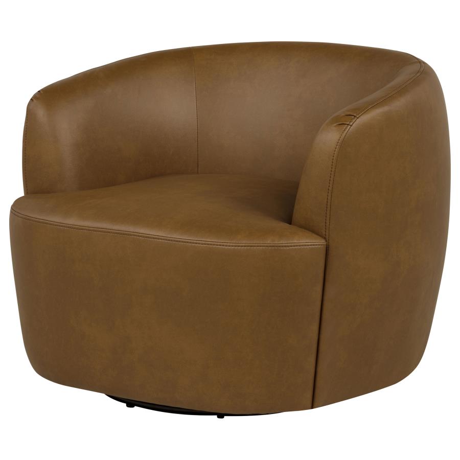 Hudson Faux Leather Swivel Accent Chair Cognac