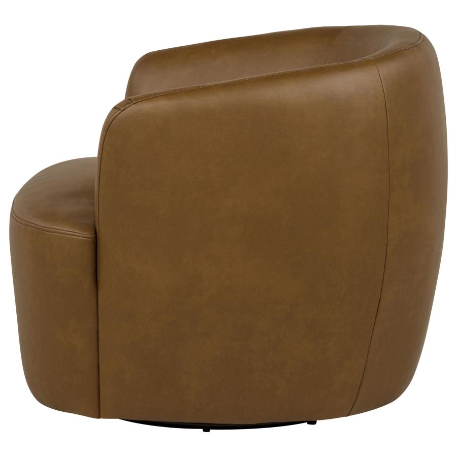 Hudson Faux Leather Swivel Accent Chair Cognac