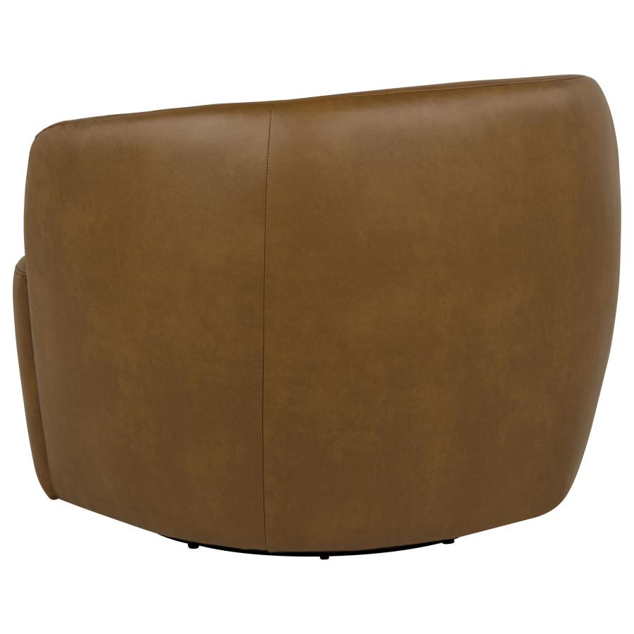 Hudson Faux Leather Swivel Accent Chair Cognac