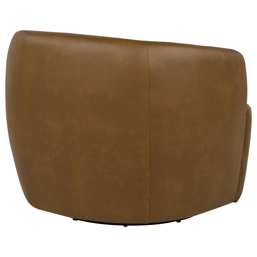 Hudson Faux Leather Swivel Accent Chair Cognac