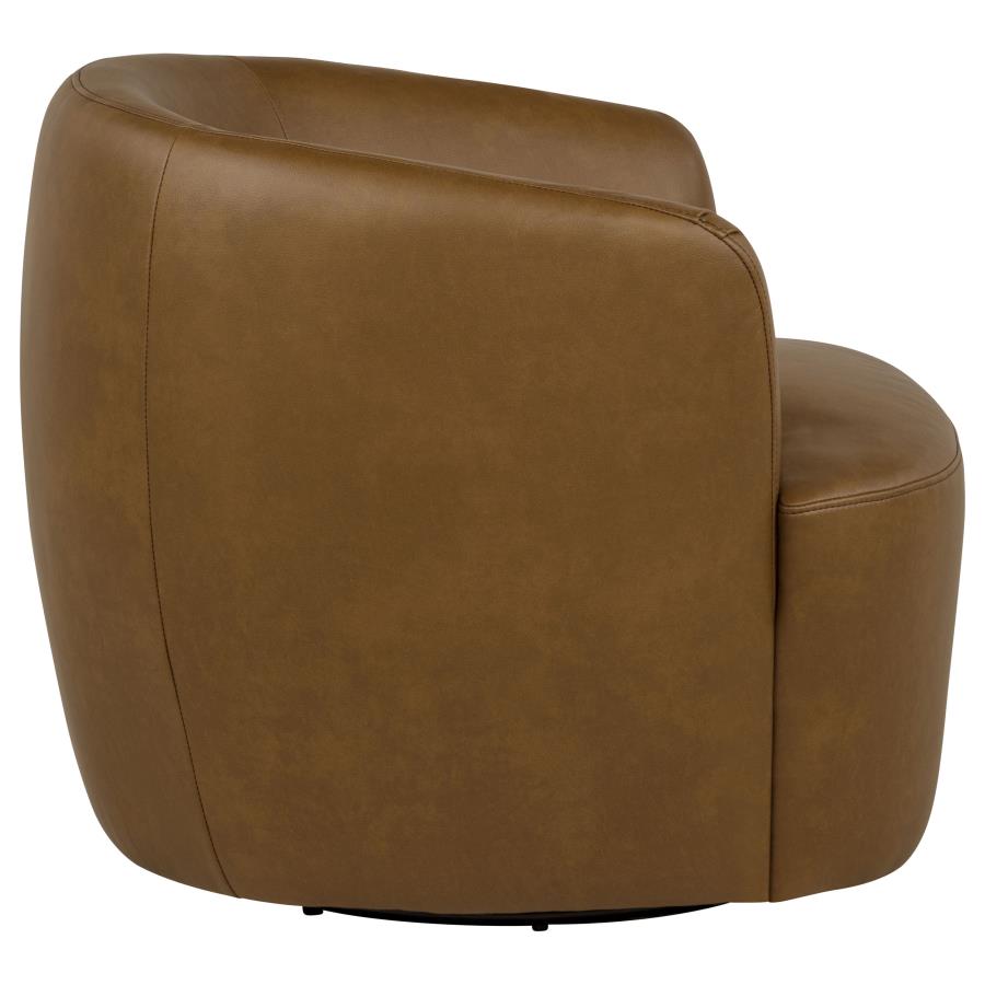 Hudson Faux Leather Swivel Accent Chair Cognac