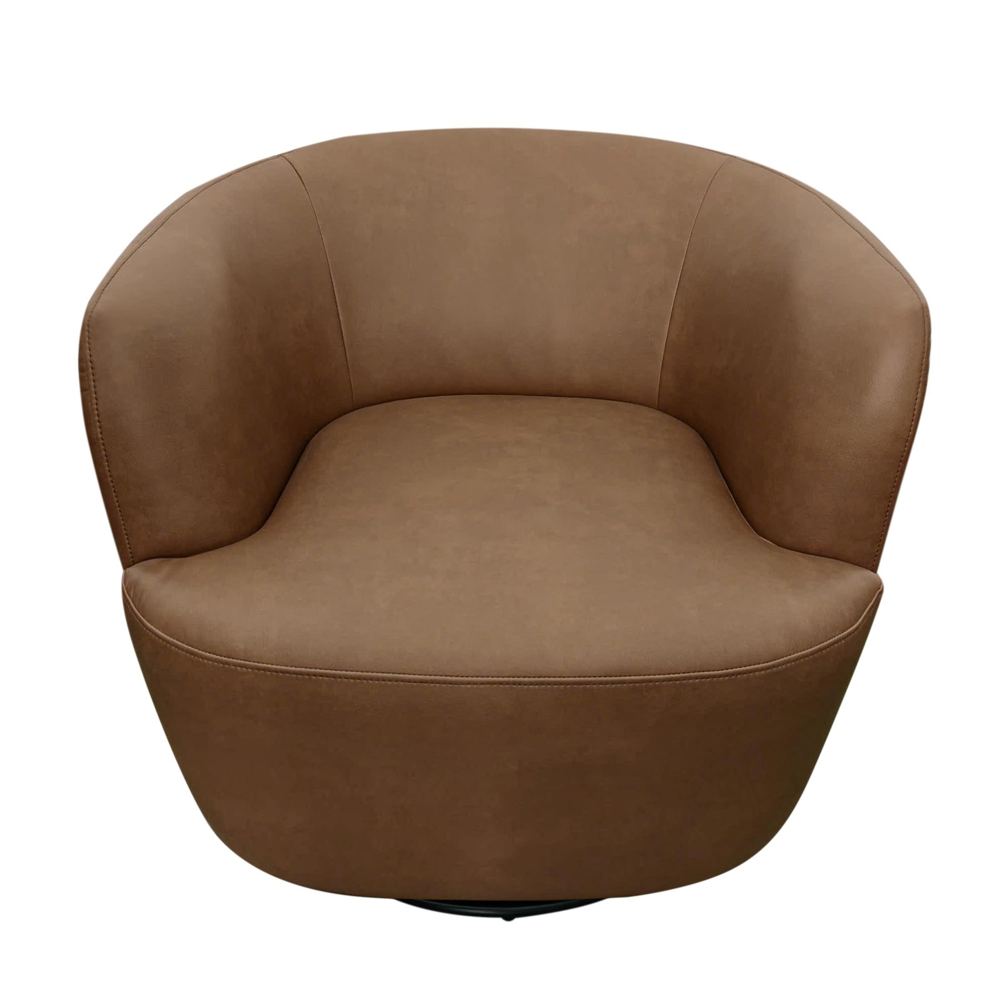 Hudson Faux Leather Swivel Accent Chair Cognac