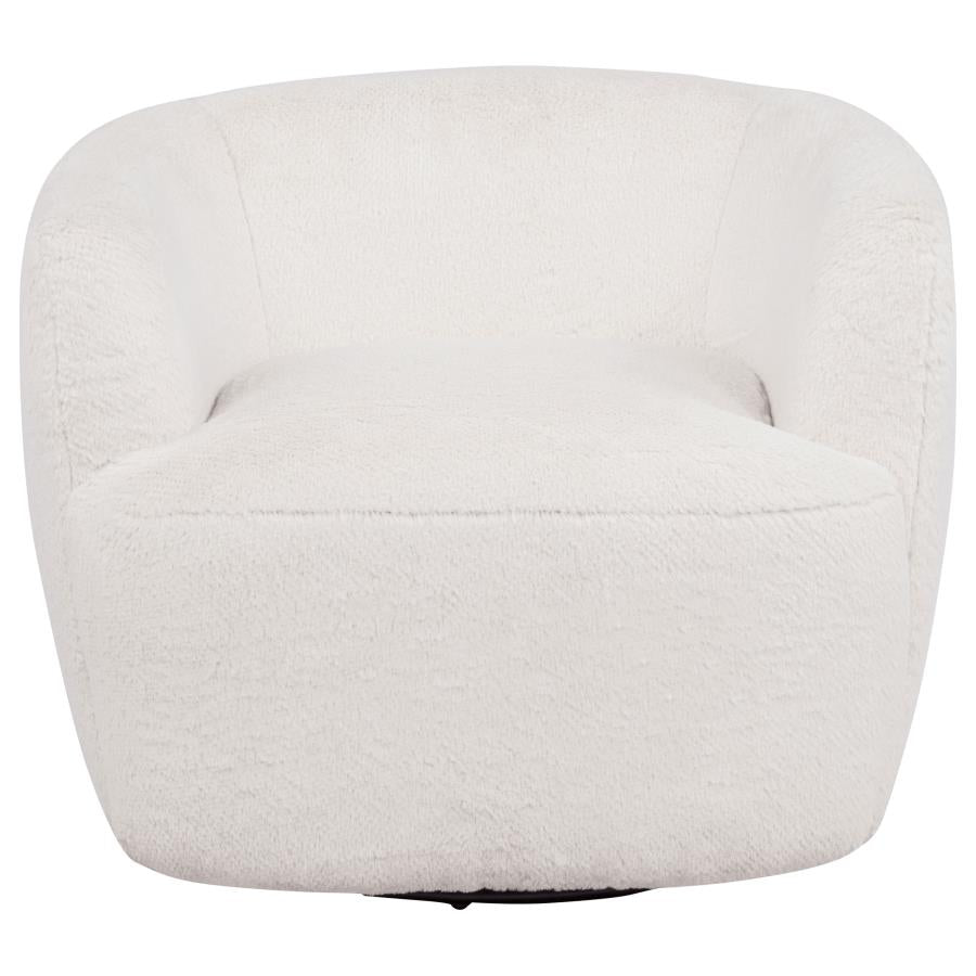Hudson Faux Fur Swivel Accent Chair Ecru