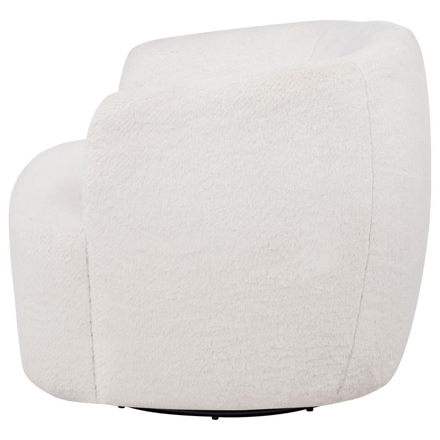 Hudson Faux Fur Swivel Accent Chair Ecru