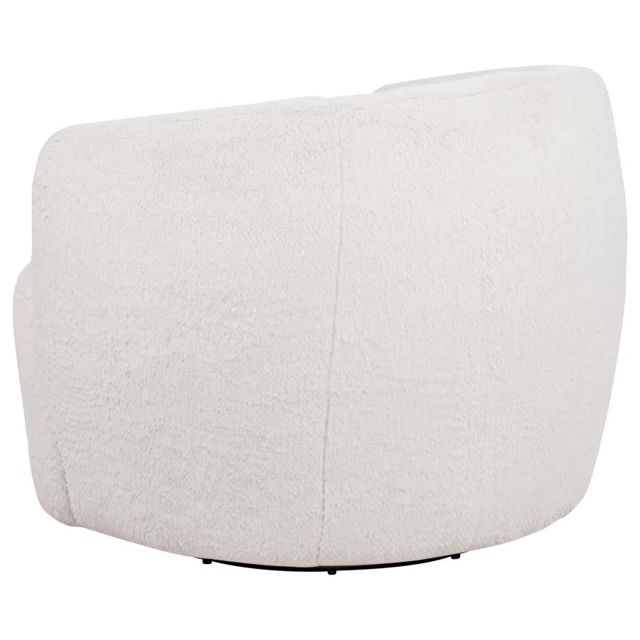 Hudson Faux Fur Swivel Accent Chair Ecru