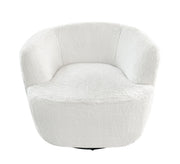 Hudson Faux Fur Swivel Accent Chair Ecru