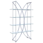 Larson 73-inch 4-shelf Glass Bookshelf Chrome