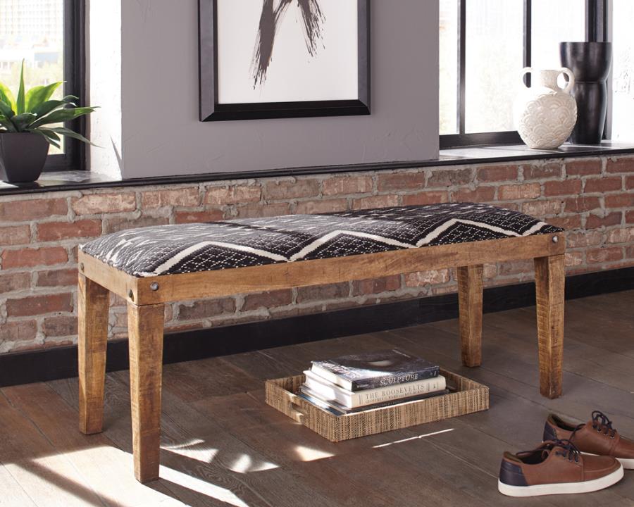 Lamont Fabric Upholstered Accent Bench Rustic Brown